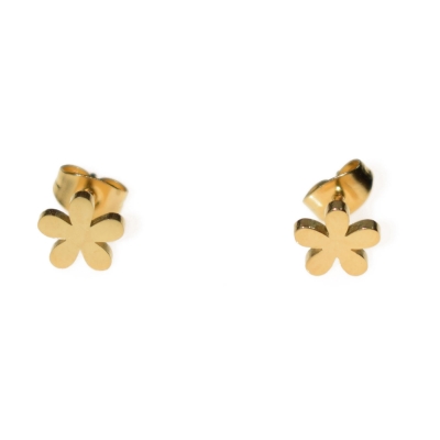 Earrings stainless steel flower in pale gold color BZ-ER-00283