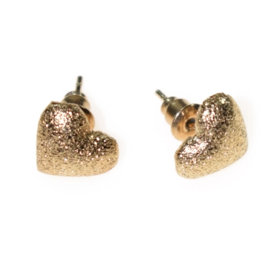 Σκουλαρίκια φο μπιζού ορείχαλκος καρδιές σε απαλό χρυσό χρώμα BZ-ER-00298