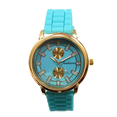 Fashion watch with gold frame and rubber strap (BZ-WT-00001)