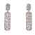 Earrings faux bijoux brass long with crystals in silver color BZ-ER-00305