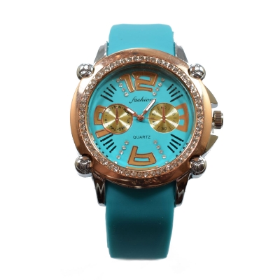 Fashion watch with rose gold frame and rubber strap (BZ-WT-00015)