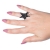 Ring faux bijoux star with crystals in black color BZ-RG-00264 worn in finger