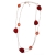 Necklace faux bijoux brass long in rose gold color with red crystals BZ-NK-00254