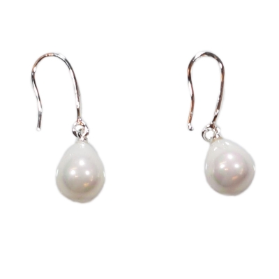 Earrings faux bijoux brass with pearls in silver color BZ-ER-00366