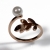 Ring stainless steel leaf in rose gold color with pearls BZ-RG-00279