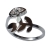 Ring stainless steel eye and leaf in silver color with crystals BZ-RG-00296