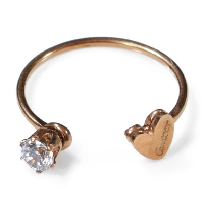 Δαχτυλίδι ατσάλινο (stainless steel) καρδιά σε ροζ χρυσό χρώμα με κρυστάλλους BZ-RG-00299