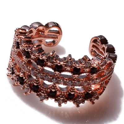 Ring faux bijoux brass with crystals in rose gold color BZ-RG-00361