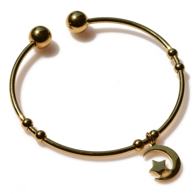 Bracelet stainless steel half moon and star in gold color BZ-BR-00394