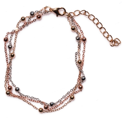 Bracelet anklet faux bijoux brass spheres three color in silver, gold and rose gold color BZ-BR-00404
