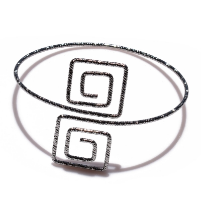 Arm bracelet faux bijoux brass square spiral in silver color BZ-BR-00412
