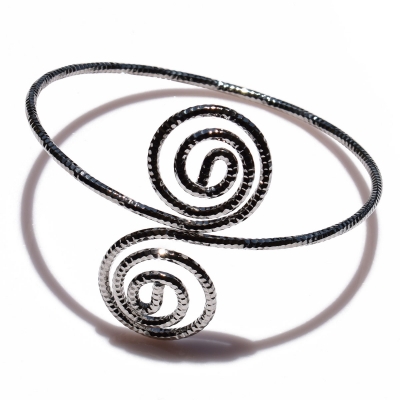 Arm bracelet faux bijoux brass spiral in silver color BZ-BR-00414