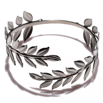 Arm bracelet faux bijoux brass leaves in silver color BZ-BR-00427