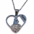 Necklace stainless steel heart mom baby with white crystals in silver color BZ-NK-00351