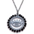 Necklace stainless steel evil eye with black crystals in silver color BZ-NK-00353