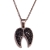 Κολιέ ατσάλινο (stainless steel) φτερά αγγέλου με μαύρους κρυστάλλους σε ροζ χρυσό χρώμα BZ-NK-00360
