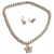 Necklace faux bijoux brass set with earrings flower with pearls in pale gold color BZ-NK-00373