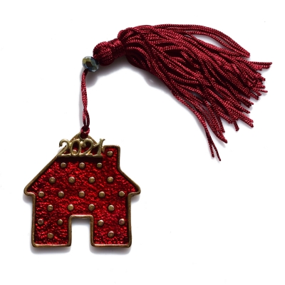 Handmade charm 2021 sweet home gold brass with tassel and crystals Gouri-2021-011