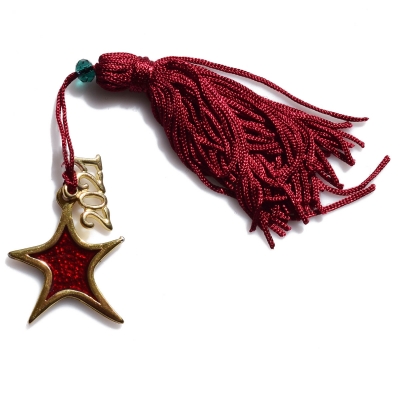Handmade charm 2021 star gold brass with tassel and crystals Gouri-2021-065