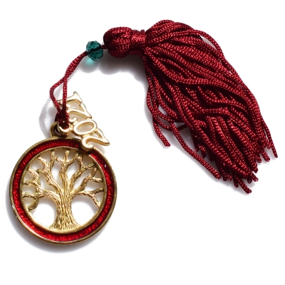 Handmade charm 2021 tree of life gold brass with tassel and crystals Gouri-2021-066