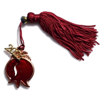 Handmade charm 2021 pomegranate rose gold brass with tassel and crystals Gouri-2021-068