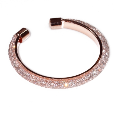 Bracelet faux bijoux brass rod with crystals in rose gold color BZ-BR-00430