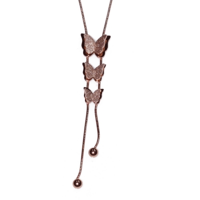 Necklace stainless steel butterfly in rose gold color BZ-NK-00389