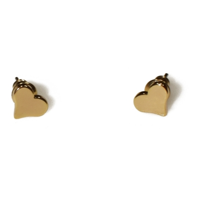 Σκουλαρίκια φο μπιζού ορείχαλκος καρδιές σε απαλό χρυσό χρώμα BZ-ER-00563