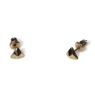 Earrings faux bijoux brass pyramids in pale gold color BZ-ER-00575