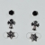 Earrings (set three together) faux bijoux brass cross star with black crystals in silver/grey color BZ-ER-00619 Image 2