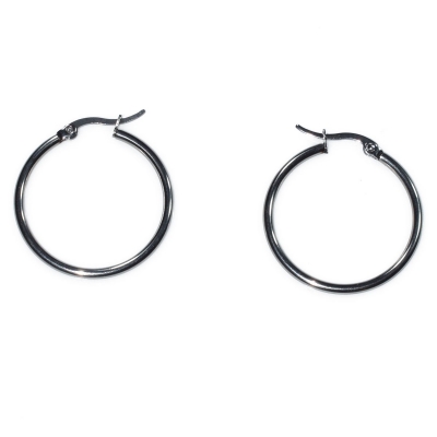 Earrings faux bijoux brass hoops 3 cm in silver color BZ-ER-00628