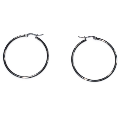 Earrings faux bijoux brass hoops 4 cm in silver color BZ-ER-00630