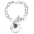 Bracelet faux bijoux brass chain with mineral stone in white/silver color BZ-BR-00469