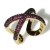 Ring faux bijoux brass design X with purple crystals in gold color BZ-RG-00447