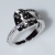 Ring faux bijoux brass with black and white crystals in silver color BZ-RG-00448 Image 3