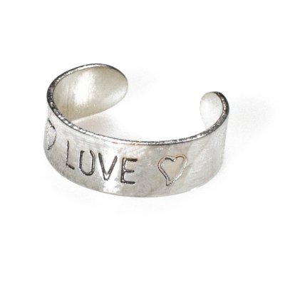 Toe ring faux bijoux brass Love heart in silver color BZ-RG-00450