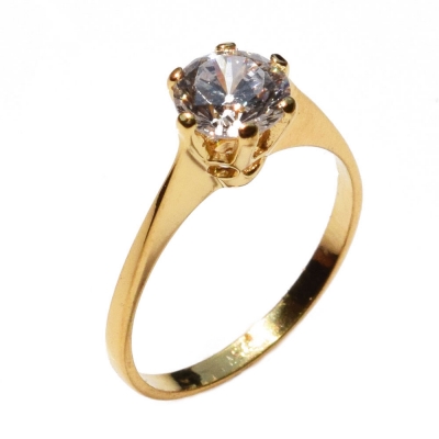 Handmade wedding ring with sterling silver gold plating and precious stones (zircon) IJ-010477-G