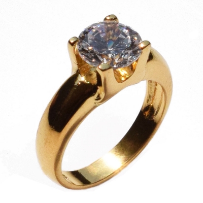 Χειροποίητο δαχτυλίδι μονόπετρο από επιχρυσωμένο ασήμι 925ο με ημιπολύτιμες πέτρες (ζιργκόν) IJ-010482-G