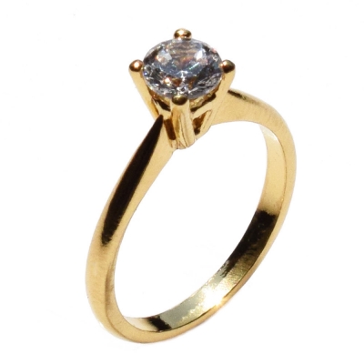 Χειροποίητο δαχτυλίδι μονόπετρο από επιχρυσωμένο ασήμι 925ο με ημιπολύτιμες πέτρες (ζιργκόν) IJ-010489-G