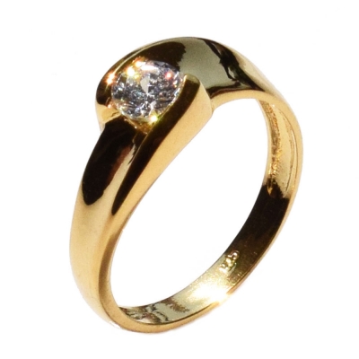 Χειροποίητο δαχτυλίδι μονόπετρο από επιχρυσωμένο ασήμι 925ο με ημιπολύτιμες πέτρες (ζιργκόν) IJ-010490-G