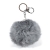 Key chains faux bijoux grey fur with white crystals (BZ-KC-00015)