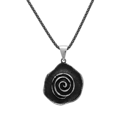 Handmade sterling silver necklace with black and silver plating ENG-KM-100-M
