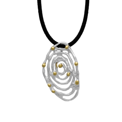 Handmade sterling silver necklace with silver and gold plating ENG-KM-1816