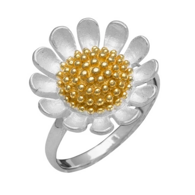 Χειροποίητο ασημένιο δαχτυλίδι 925ο λουλούδι με ασημί και χρυσή επιμετάλλωση ENG-KR-130