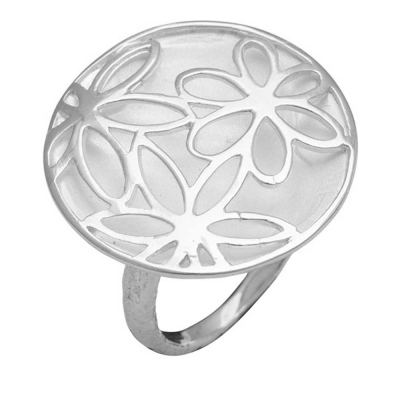 Handmade sterling silver ring flower with platinum plating ENG-KR-144