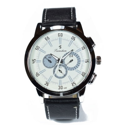 Fashion watch Unisex with silver frame and grey synthetic leather strap (BZ-WT-00042)