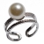 Δαχτυλίδι φο μπιζού ορείχαλκος με πέρλες και λευκούς κρυστάλλους σε ασημί χρώμα BZ-RG-00457