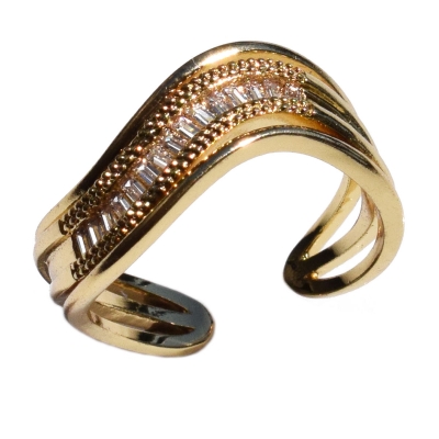 Δαχτυλίδι φο μπιζού ορείχαλκος με λευκούς κρυστάλλους σε χρυσό χρώμα BZ-RG-00462