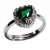 Δαχτυλίδι φο μπιζού ορείχαλκος μονόπετρο καρδιά με πράσινους κρυστάλλους σε ασημί χρώμα BZ-RG-00465
