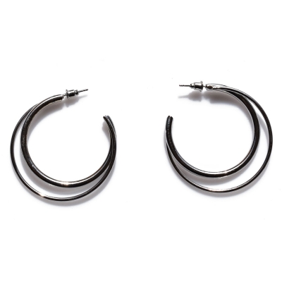 Earrings faux bijoux brass hoops in silver color BZ-ER-00641